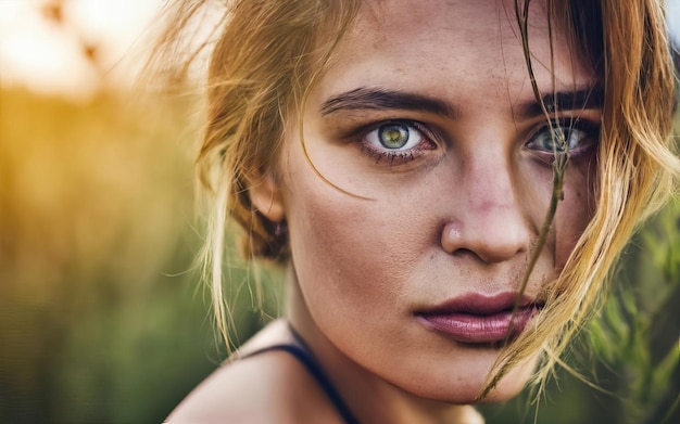 Mujer en la foto con flores