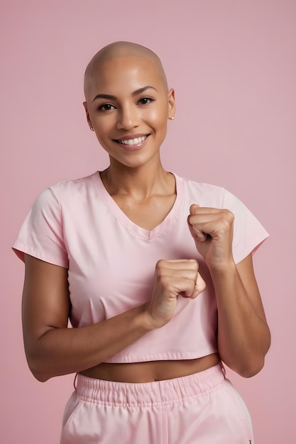 Mujer fuerte lucha contra el cáncer de mama