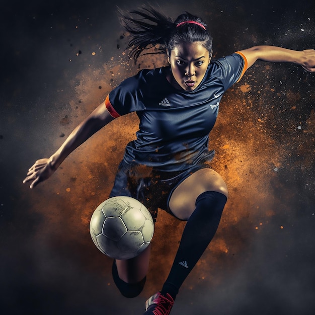 Mujer de fútbol con fútbol