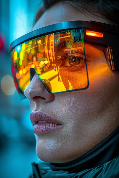 Foto mujer con gafas 3d