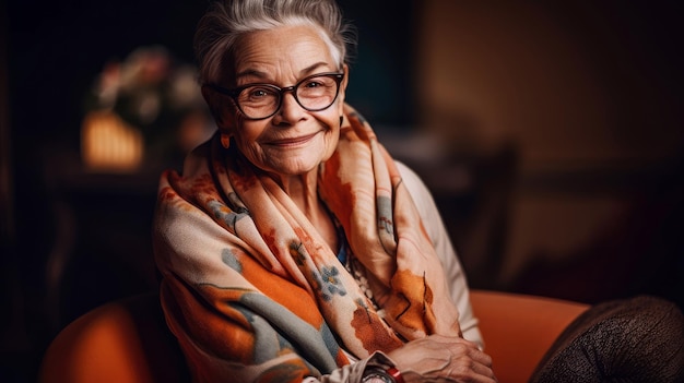 Una mujer con gafas y bufanda sonríe a la cámara.