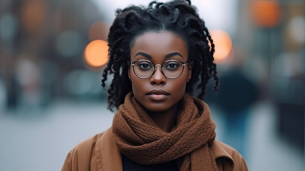 una mujer con gafas y una bufanda