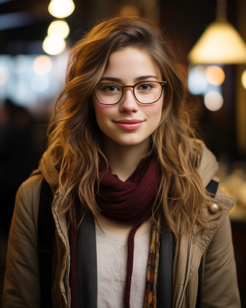 una mujer con gafas y una bufanda