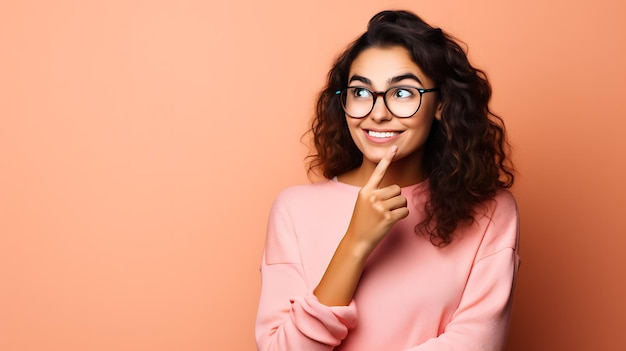 mujer con gafas creadas con tecnología de IA generativa