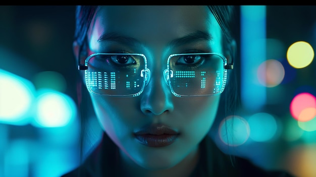 Mujer con gafas futuristas