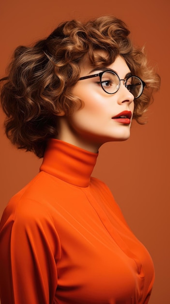 Mujer con gafas de pelo corto y rizado