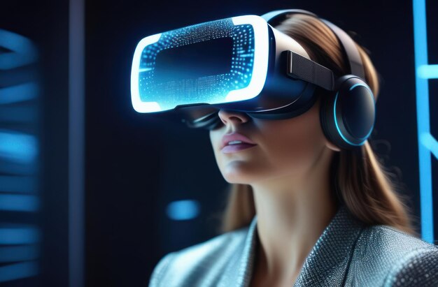 Mujer con gafas de realidad virtual