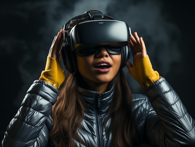 Mujer con gafas de realidad virtual