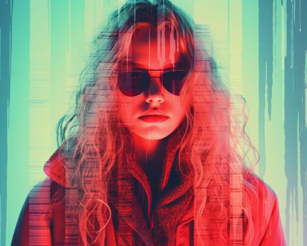 Foto una mujer con gafas de sol y un abrigo rojo