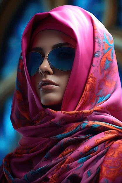 Foto una mujer con gafas de sol y una bufanda