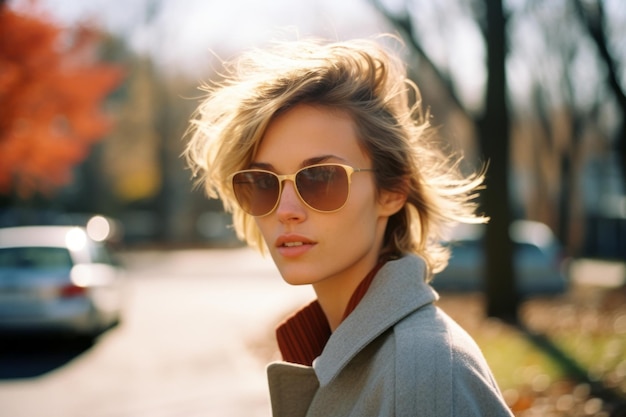 una mujer con gafas de sol en un día soleado