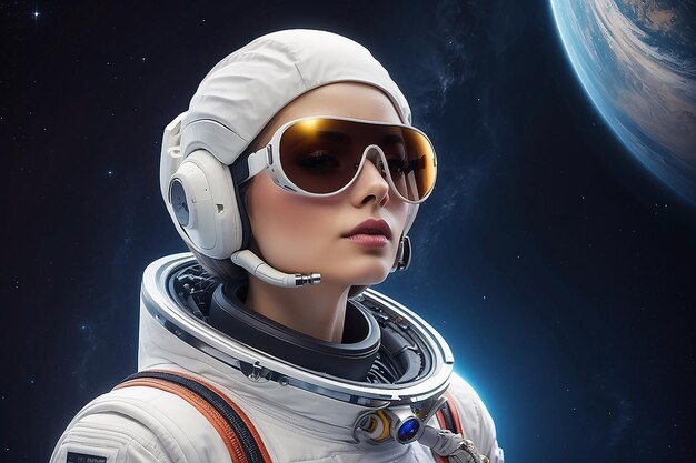 Una mujer con gafas de sol en el espacio