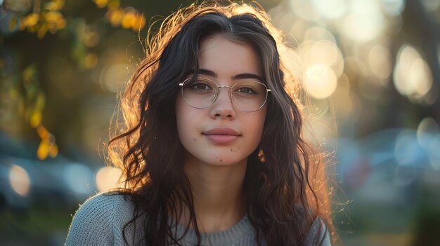 Una mujer con gafas.