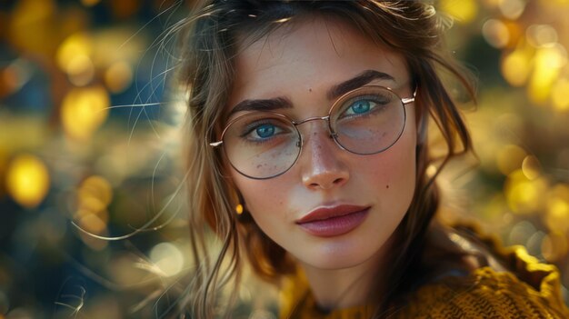 Foto una mujer con gafas.