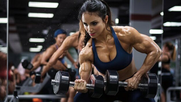 Mujer en el gimnasio de culturismo