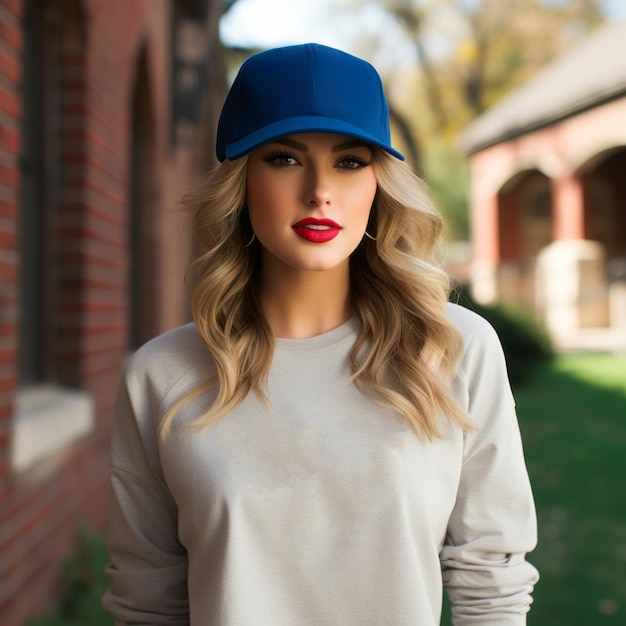 una mujer con gorra de béisbol