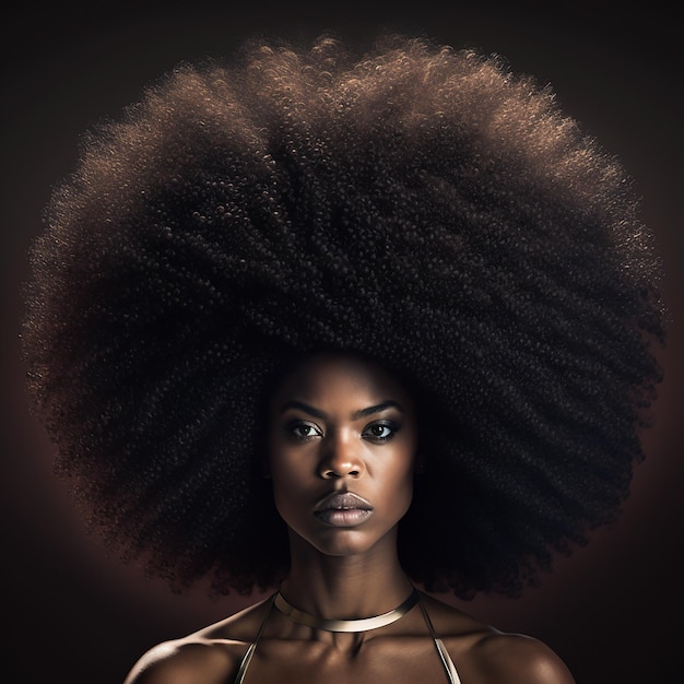 Una mujer con un gran cabello afro.