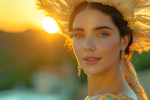 Mujer con un gran sombrero de plumas