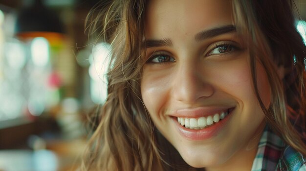 una mujer con una gran sonrisa y una grande sonrisa