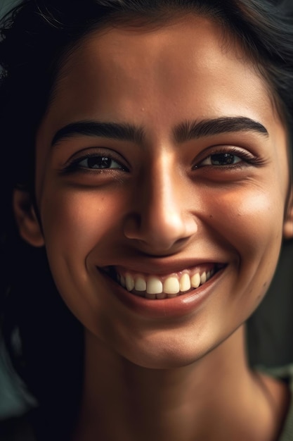 Una mujer con una gran sonrisa en su rostro.