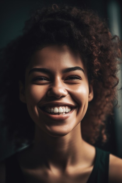 Una mujer con una gran sonrisa en su rostro.