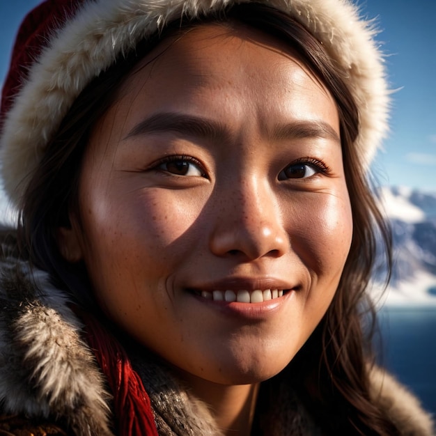 Foto mujer groenlandesa de groenlandia ciudadano nacional típico
