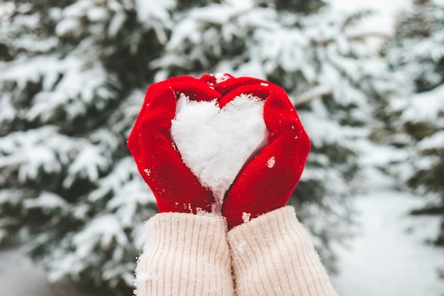 Niña Pequeña Retención De Nieve Corazón En Rojo Caliente Guantes De Seda  Foto de stock y más banco de imágenes de Invierno - iStock