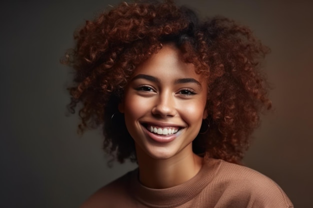 mujer guapa con una sonrisa sincera regocijándose de su éxito en el trabajo teniendo buen humor mostrando su po