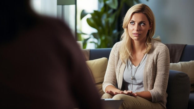 Mujer hablando con terapeuta