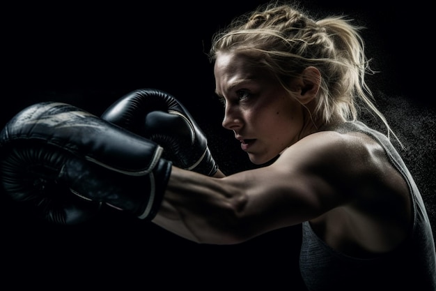 mujer haciendo boxeo