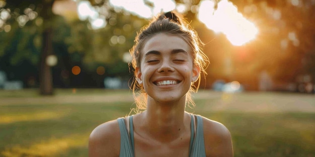 mujer haciendo deportes corriendo en el parque IA generativa