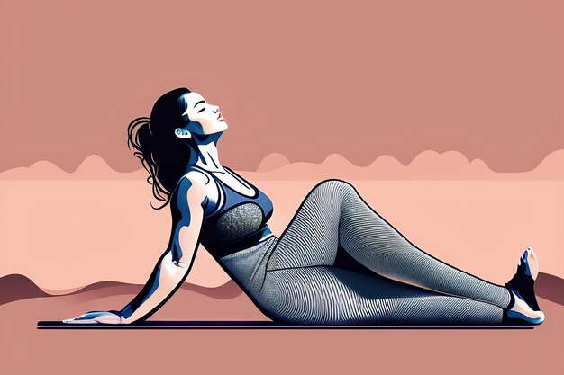 Mujer haciendo ejercicio en la postura de yoga Bakasana Dibujo de línea continua Ilustración vectorial