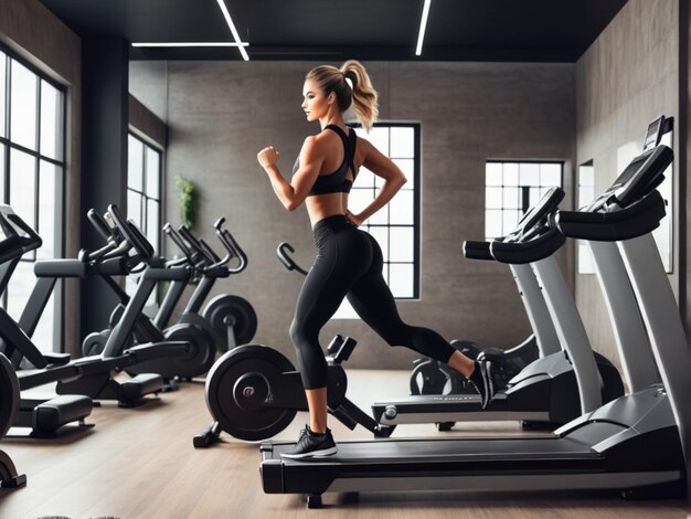 mujer haciendo ejercicios de fitness en el gimnasio