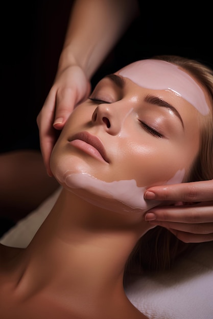 Una mujer haciendo una sesión de limpieza facial