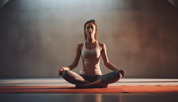 Mujer haciendo yoga sesión de fotos editorial profesional