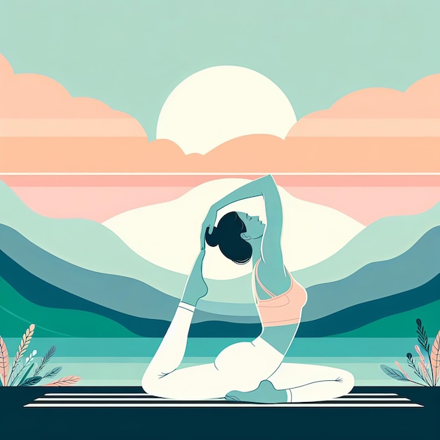 Foto una mujer haciendo yoga