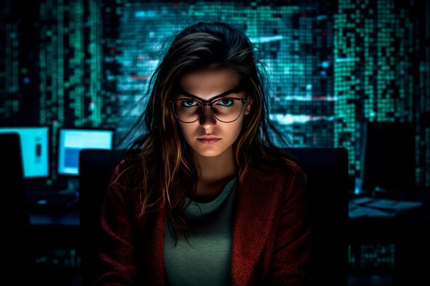 Una mujer hacker inteligente.