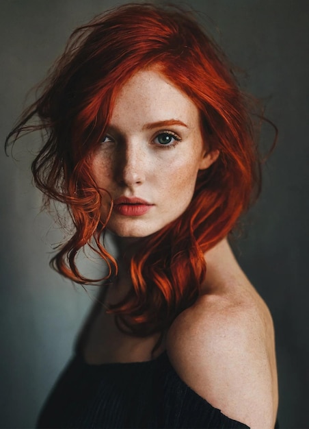 Foto mujer hermosa con el cabello rojo