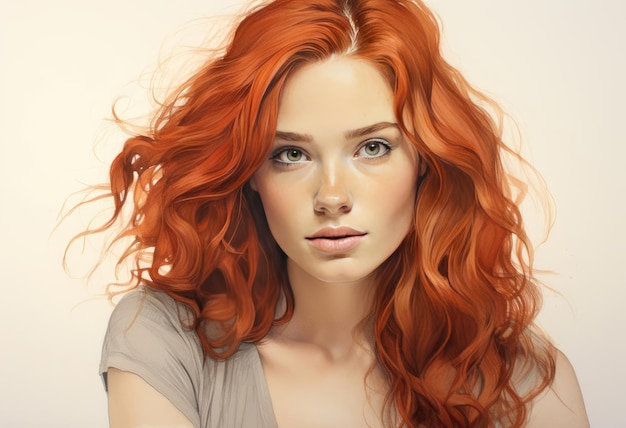 Mujer hermosa con el cabello rojo