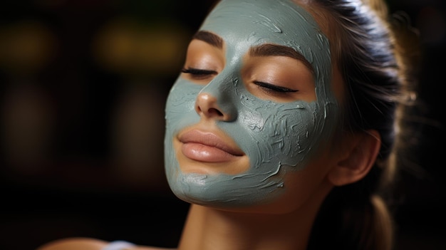 Mujer hermosa joven haciendo mascarilla para el cuidado de la piel