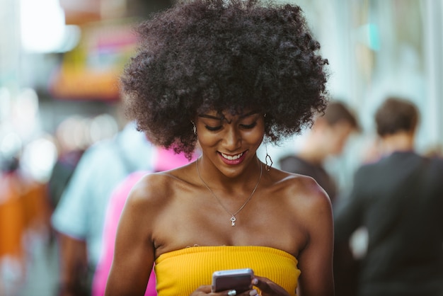 Mujer hermosa, en, nueva york