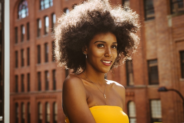 Mujer hermosa, en, nueva york