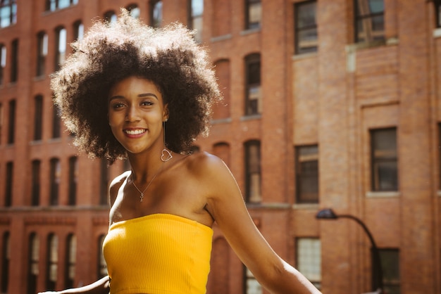 Mujer hermosa, en, nueva york