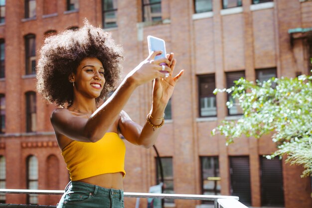 Mujer hermosa, en, nueva york