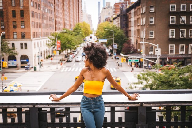 Mujer hermosa, en, nueva york