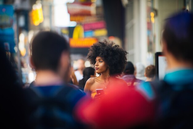 Mujer hermosa, en, nueva york