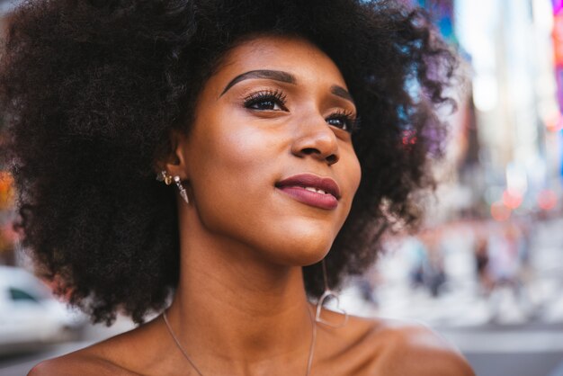 Mujer hermosa, en, nueva york