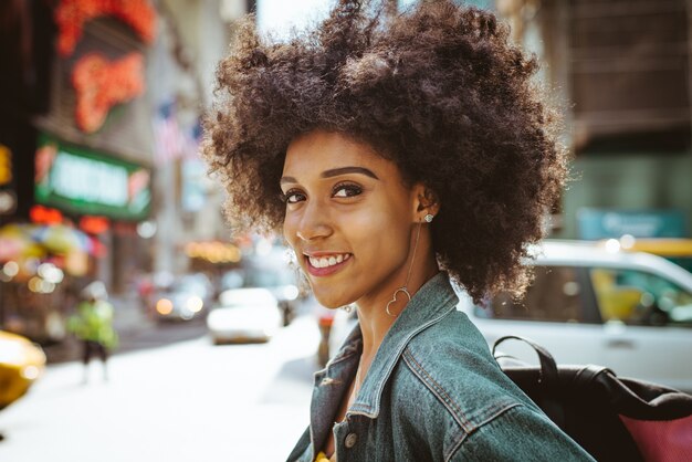 Mujer hermosa, en, nueva york