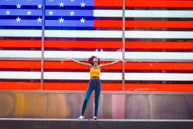 Mujer hermosa, en, nueva york