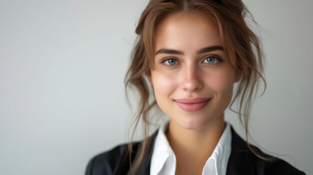 Una mujer hermosa en traje de negocios